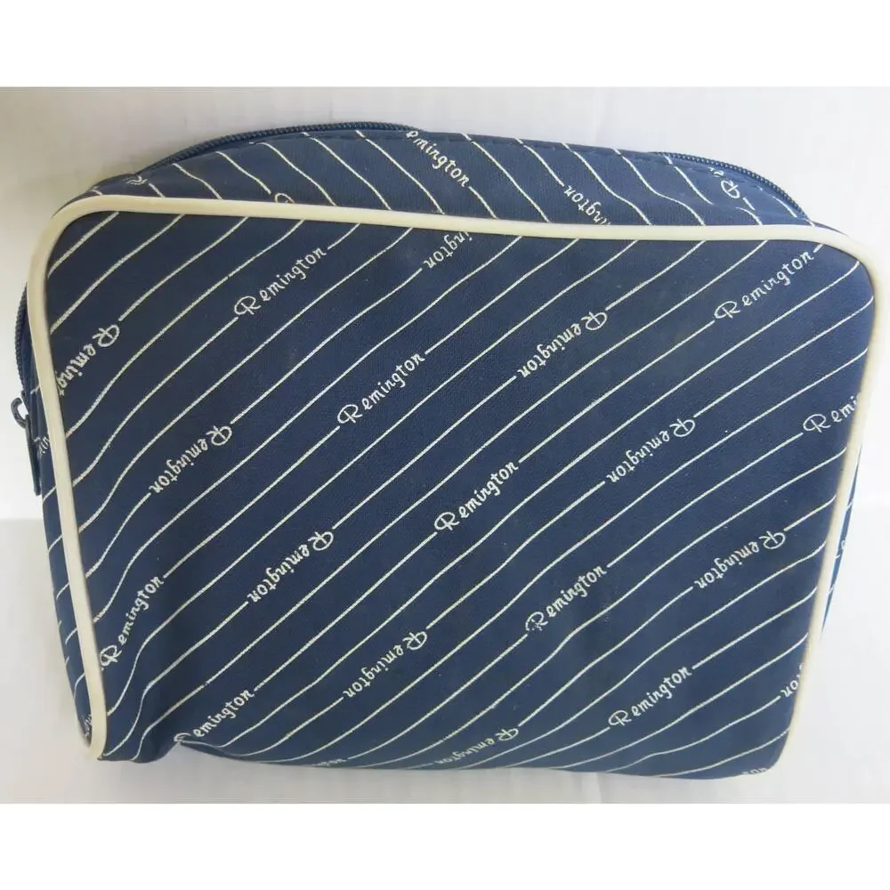 VINTAGE REMINGTON Bag Shaver Makeup Purse Organizer Travel Zipper Blue Retro